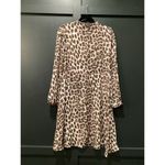 Elaine Turner  Leopard Long Sleeve tunic Swing knee length silk Dress V Neck S Photo 1