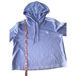 Adidas  Lilac & White Essentials 3 Stripped Cropped Hooded Sweatshirt Photo 8