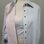 SO  mixed stripe oversized button down and bralette size medium Photo 3