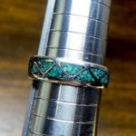 Sterling Silver Crushed Turquoise Mosaic Inlay  Southwestern Ring Size 11 Photo 11