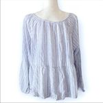 Old Navy ✨  White Blue Printed Tassel Tie Long Sleeve Top✨ Photo 2