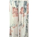 L'ATISTE White Multicolor Floral Wide Leg High Waist Trousers Coverup Pants S Photo 0