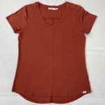 prAna Womens Foundation Short Sleeve V-Neck Terra Heather Burnt Orange Tee Small Photo 0