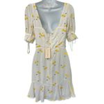 For Love & Lemons  White Yellow Cherry Ashland Lace Up Mini Dress size XS NEW Tag Photo 5
