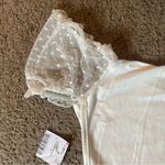 NWT Bodysuit with Sheer Polka Dot Puff Short Sleeves White Photo 5