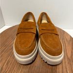 Portland Leather Patina Zoe Caramel Suede Penny Loafer Platform Lug Heel Shoe Size 5.5 Photo 1