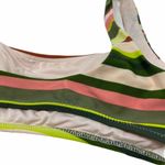 Aerie  Striped Bikini Top Scoop Neck Green Pink Striped Womens Small Photo 2