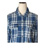 BLANK NYC  Shirt‎ Women XS Blue Plaid You Oughta Know Raw Hem Button Up Western Photo 4