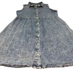 Vintage Acid Wash Denim Dress Sleeveless Button Down‎ 90s Medium Blue Photo 4