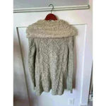 Sleeping on Snow Yak & Wool Blend Knit Sherpa Collar Faux Fur Cardigan, XS Tan Photo 6