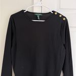 Ralph Lauren Lauren Ralph Women's Top Pullover Long Sleeve XL Black Gold Buttons Preppy Photo 1