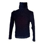 Cache Blue Luxe Velvet Krinkle Burn Out Stretch Moc Turtle Neck Top $148 NWT Photo 6