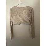 NWT Offline by Aerie Beige Real Cropped Long Sleeve Bra Top Paisley Print, Size Tan Size L Photo 6