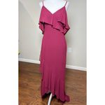 Lulus NEW  Burgundy Maxi Dress S Off Shoulder Asymmetrica Formal Evening Gown Photo 2