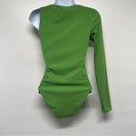 ZARA Cut Out Asymmetric Green Circle Ring Low Cut One Shoulder Bodysuit Green Photo 7