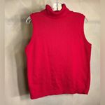 Womens Red 100% Cotton Minimalist Pullover Sleeveless Turtleneck Sweater,USA|LRG Size L Photo 2