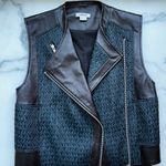 Helmut Lang women’s peak jacquard cropped leather moto biker vest size P Photo 10