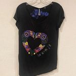 Desigual  Beaded Heart Asymmetrical Tee Size Small EUC Photo 0