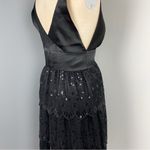 Guess Women's Deep V-Neck Layered Lace Dress Black Size 9 Photo 3