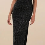 Lulus NWT  A-Lister Black Rhinestone Bustier Maxi Dress Photo 0