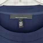 White House | Black Market WHBM  Pleated Sleeve Knit Top Navy Blue Crew Neck Size S Photo 7