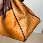 Dooney & Bourke Ostrich Exotic Leather Tan and Brown Satchel Top Handle Purse Photo 8