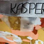 Kasper  abstract print gold ring side gather sheath dress size 14 Photo 6