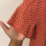 A New Day  Terracotta Orange Cotton Eyelet Short Sleeve Keyhole Boxy‎ Top Size XS Photo 2