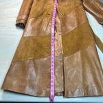 Vintage 70s Skin Gear Napa Ante Leather Trench Coat S Patchwork Tan Brown Photo 7