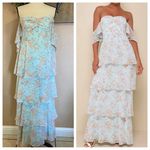 Lulus NWOT Charming Passion Mint Green Floral Off-the-Shoulder Maxi Dress Photo 1