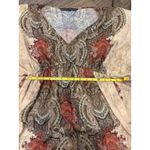 ZARA BASIC Paisley Print Maxi Dress Long Sleeve V Neck Boho Beach Vacation Small Tan Photo 4