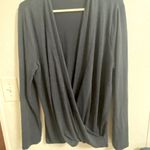 Loft  Size L Blue Wrap Sweater Wool Blend Loose Fit V Neck Long Sleeves Photo 3