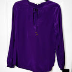 Lavender Brown  Purple 100% Silk Tie Neck Long Sleeve Blouse Top Women's Size S Photo 0