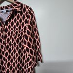 Jude Connally Geometric Print Shirt Dress Sz L Red Black Gold Button Stretch USA Size L Photo 3