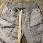 Athleta  Pants Women's Sz 10 Linen Pin Stripe Tan Cream Wide Leg Pull On Stretch Photo 6