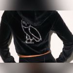 OVO Women’s Velour Crystal Owl Zip Up Hoodie October's Very Own Drake size small Black Photo 5