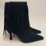 Newport News  Black Suede Fringed Boots Size 7 B13 Photo 1