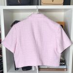 EXPRESS  Tweed Cropped Short Sleeve Blazer in Souvenir Pink Photo 9