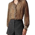 J.Crew Ruffle button-up shirt in leopard-print crinkle chiffon Photo 0