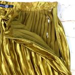 Boohoo Gold Metallic Accordion Pleated Midi Skirt Womens 8 US 40 EU Shiny Party Photo 4