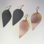 Chic Metallic And Black Boho Leaf Earrings Gold Photo 2