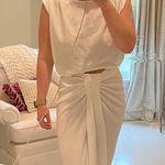 ZARA White Twist MIDI Skirt Photo 0