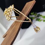 Gold with Crystal Open End Cuff Bracelet and Tassel Photo 6