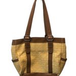 Fossil  Marley Double Handle Shoulder Bag Shopper Yellow Canvas Leather 14X11 Photo 2