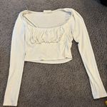 Boutique Long Sleeve White Cropped Top Photo 0
