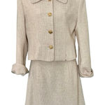 Bosch White Beige Cream Gold Button Luxury Regal Tweed Skirt Suit size 6 / L Photo 0