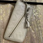 Free People Taupe Leather Canvas Boho Zip Wristlet Wallet Used Photo 1