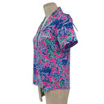 Lilly Pulitzer  PJ Woven Short Sleeve Top Plumeria Pink Untamed‎ Hearts Print XXS Photo 5