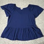 Marshalls Blue Ruffled Blouse Photo 0