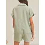 Mable Women's Cotton Wrinkle Gauze Button Front Lightweight Relaxed Romper S/M Green Size M Photo 9